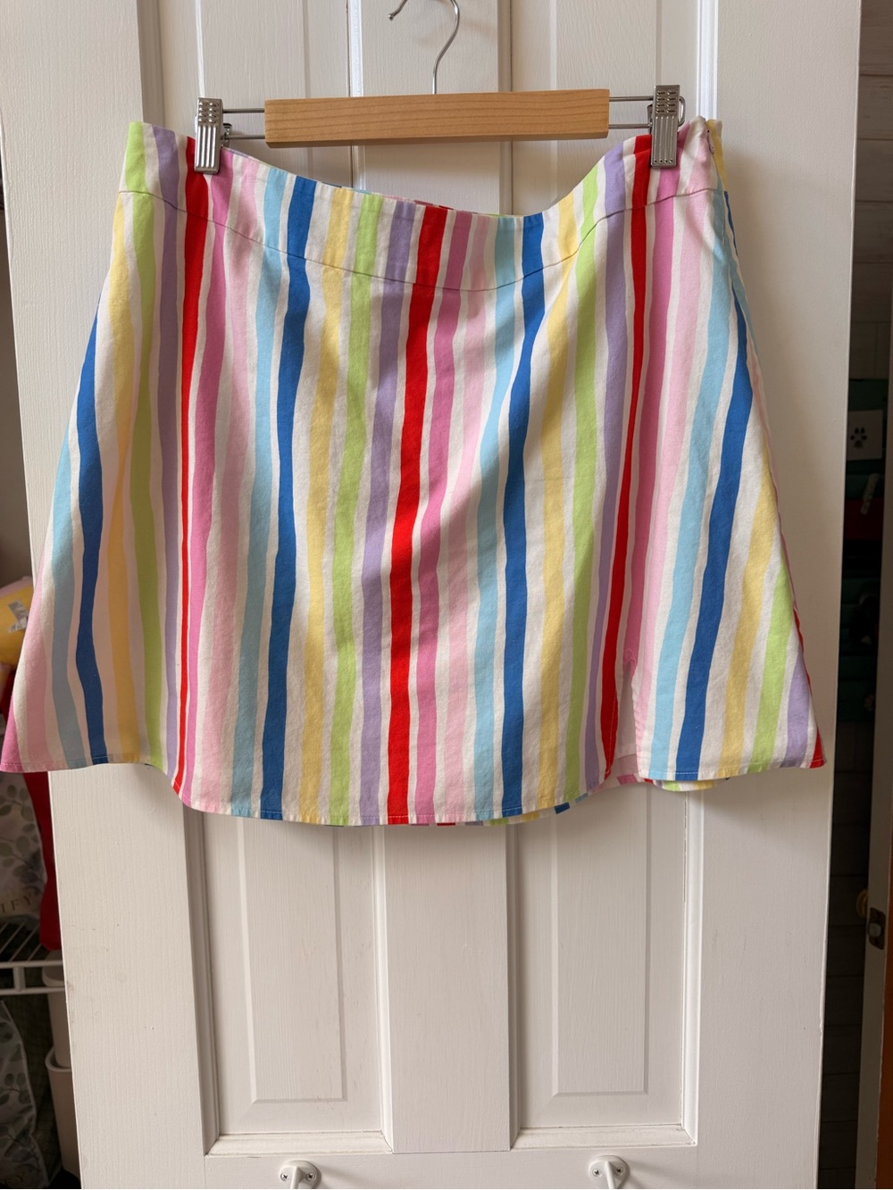 OLIVIA RUBIN Rainbow Vertical Stripe Mini Skirt